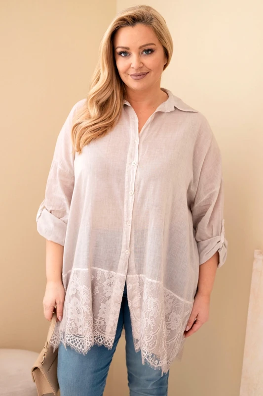 Koszula damska Plus Size „Livia” z koronkowym wykończeniem (r.48-54) 