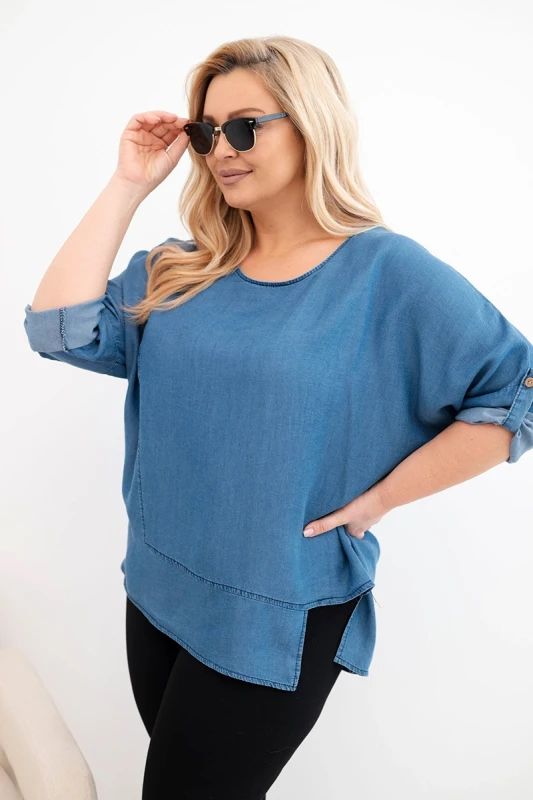 Bluzka damska Plus Size „Elena” z asymetrycznym dołem (r.44-48) 
