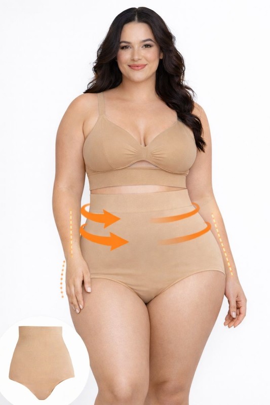 Wysokie majtki wyszczuplające plus size z sylikonem ( r. 44-52 )  