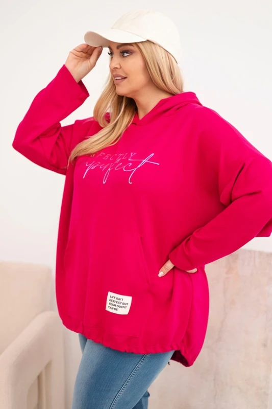 Bluza Plus Size  Oversize z kapturem i nadrukiem  ( 48-54)
