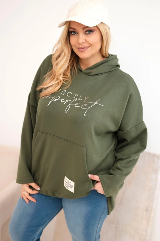 Bluza Plus Size  Oversize z kapturem i nadrukiem  ( 48-54) 