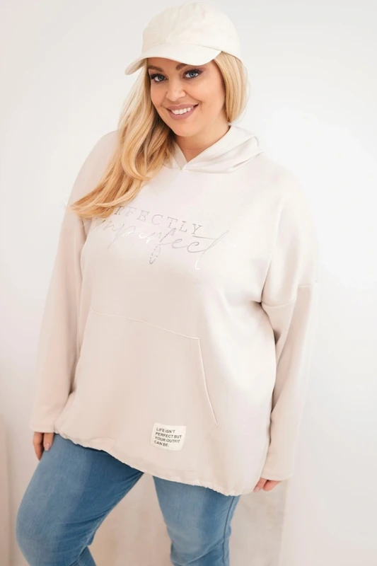 Bluza Plus Size  Oversize z kapturem i nadrukiem  ( 48-54)  
