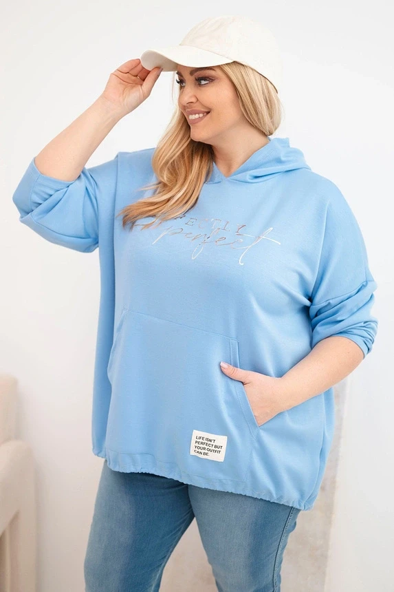 Bluza Plus Size  Oversize z kapturem i nadrukiem  ( 48-54)   