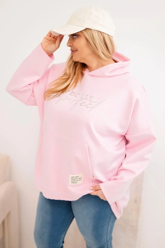 Bluza Plus Size  Oversize z kapturem i nadrukiem  ( 48-54)