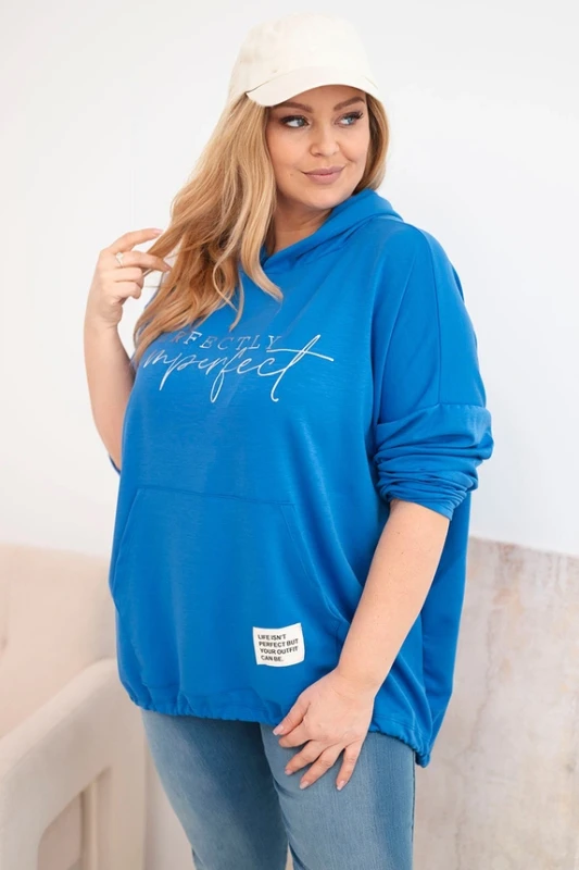 Bluza Plus Size  Oversize z kapturem i nadrukiem  ( 48-54) 