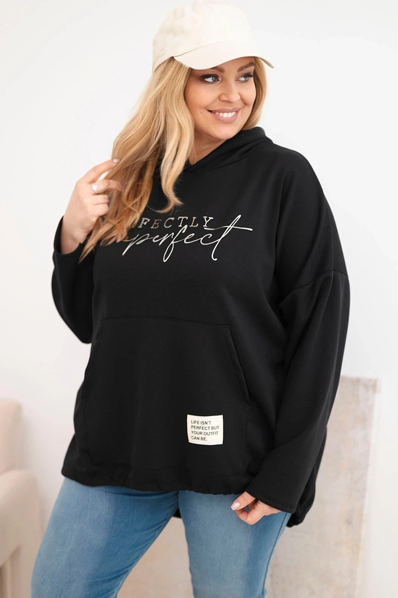 Bluza Plus Size  Oversize z kapturem i nadrukiem  ( 48-54) 