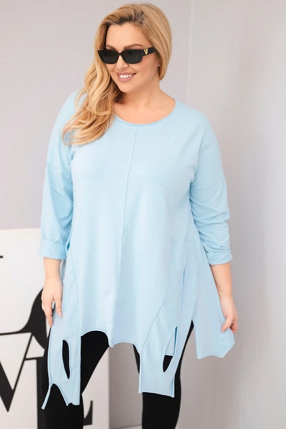Bluzka Plus Size bawełniana  asymetrycznym dołem i wycięciami  ( r. 46-50 )  