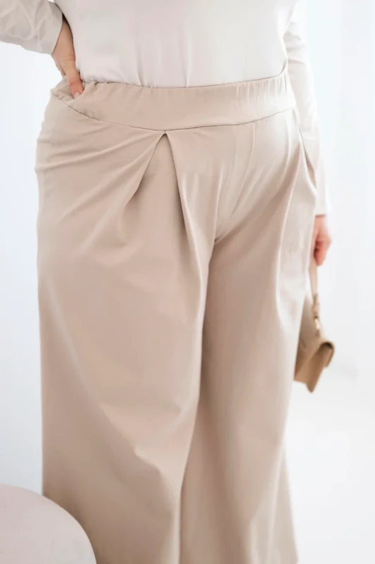 Spodnie damskie Plus Size z szerokimi nogawkami i plisowaniem ( r. 44-48)