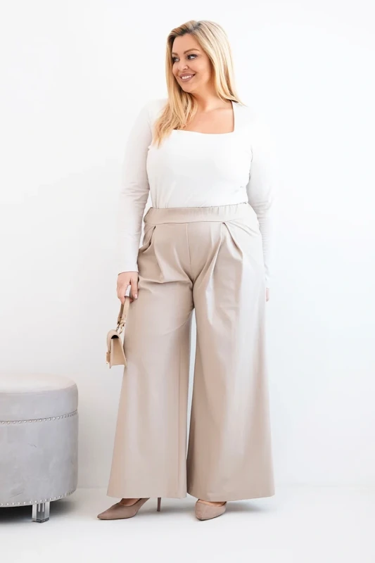 Spodnie damskie Plus Size z szerokimi nogawkami i plisowaniem ( r. 44-48)