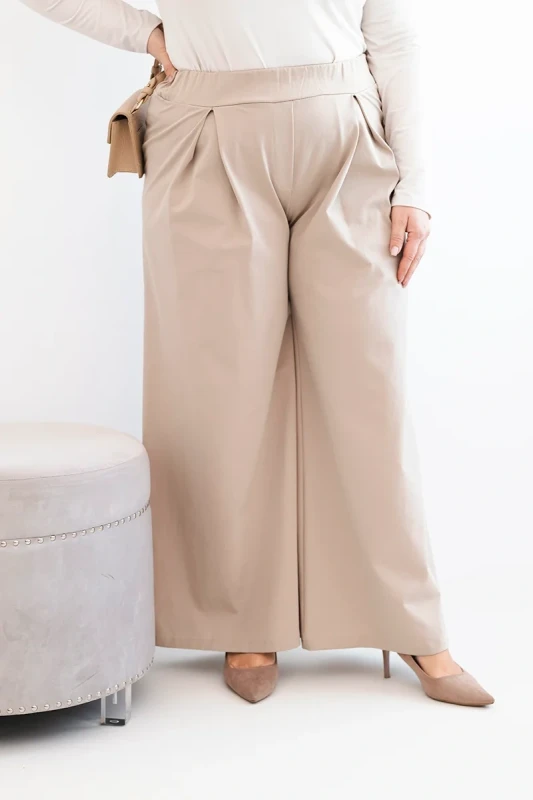 Spodnie damskie Plus Size z szerokimi nogawkami i plisowaniem ( r. 44-48)
