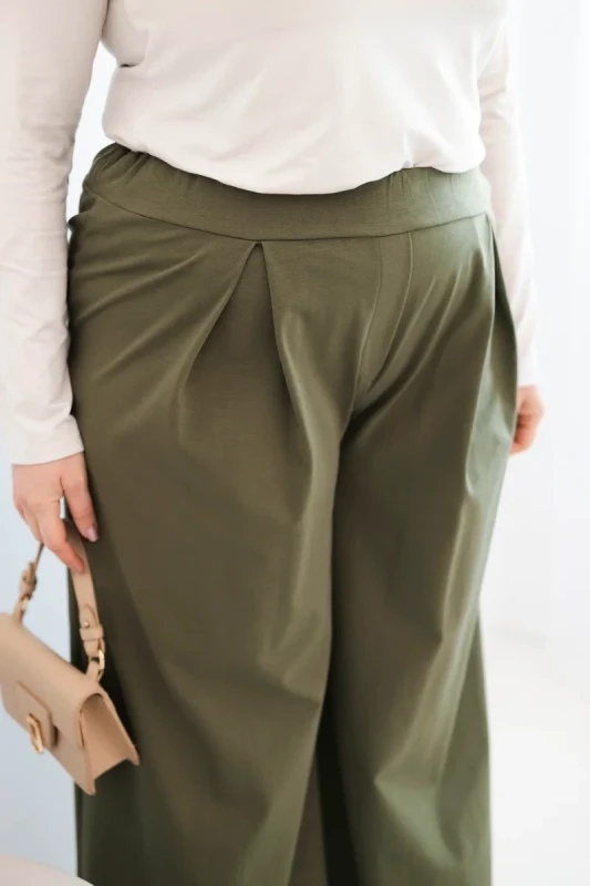 Spodnie damskie Plus Size z szerokimi nogawkami i plisowaniem ( r. 44-48) 