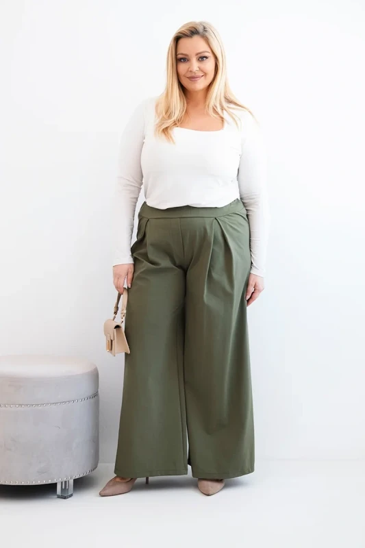 Spodnie damskie Plus Size z szerokimi nogawkami i plisowaniem ( r. 44-48) 