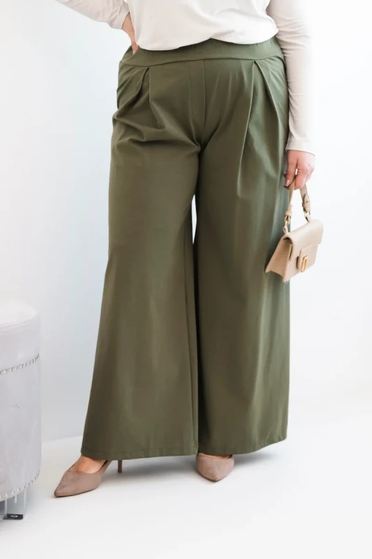 Spodnie damskie Plus Size z szerokimi nogawkami i plisowaniem ( r. 44-48) 