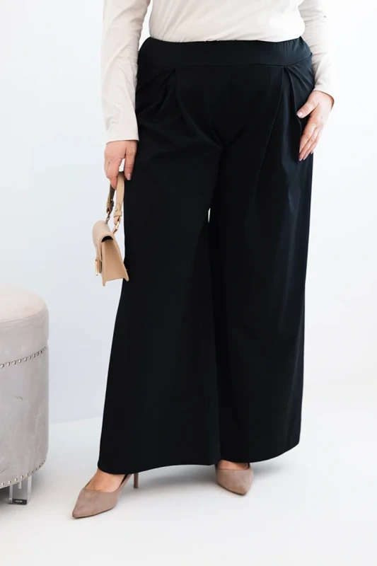 Spodnie damskie Plus Size z szerokimi nogawkami i plisowaniem ( r. 44-48)  