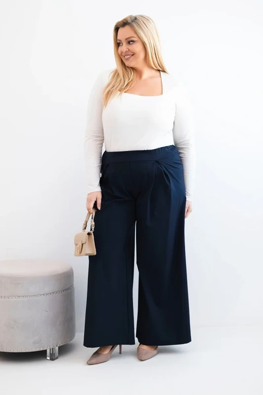 Spodnie damskie Plus Size z szerokimi nogawkami i plisowaniem ( r. 44-48)