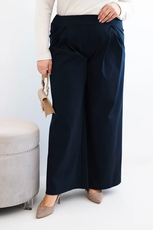 Spodnie damskie Plus Size z szerokimi nogawkami i plisowaniem ( r. 44-48)