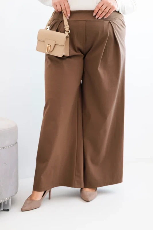 Spodnie damskie Plus Size z szerokimi nogawkami i plisowaniem ( r. 44-48) 