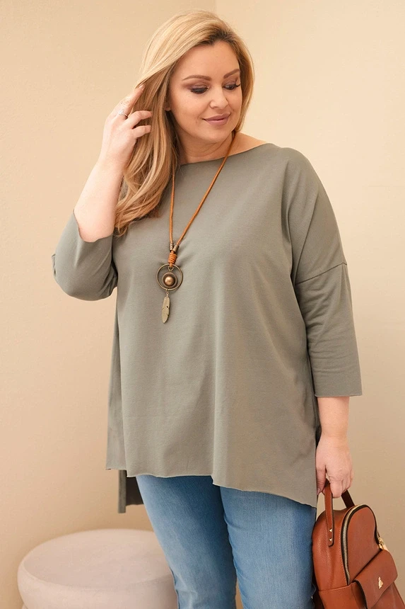 Bluzka Plus Size bawełniana  z wisiorkiem ( r. 48-54 ) 