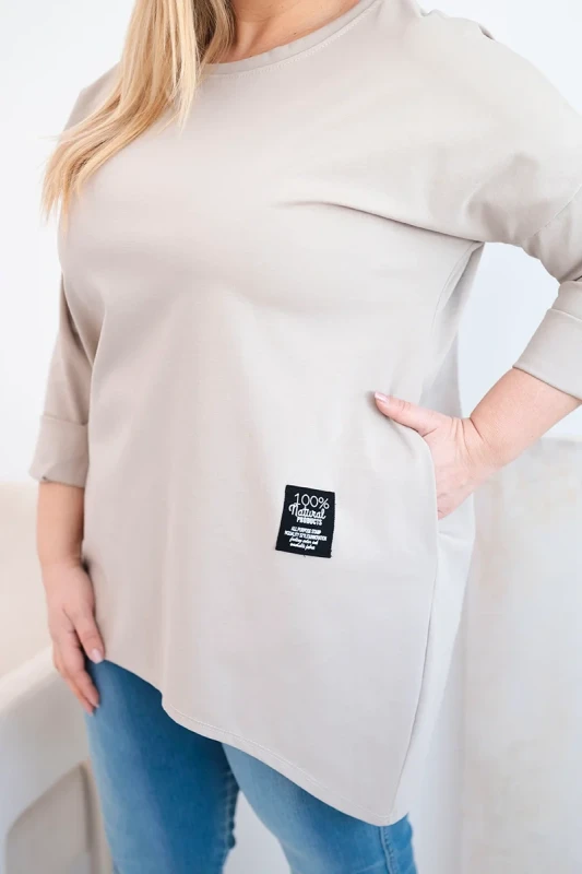 Bluzka plus Size z dłuższym tyłem i długim rękawem ( r. 44-48) 