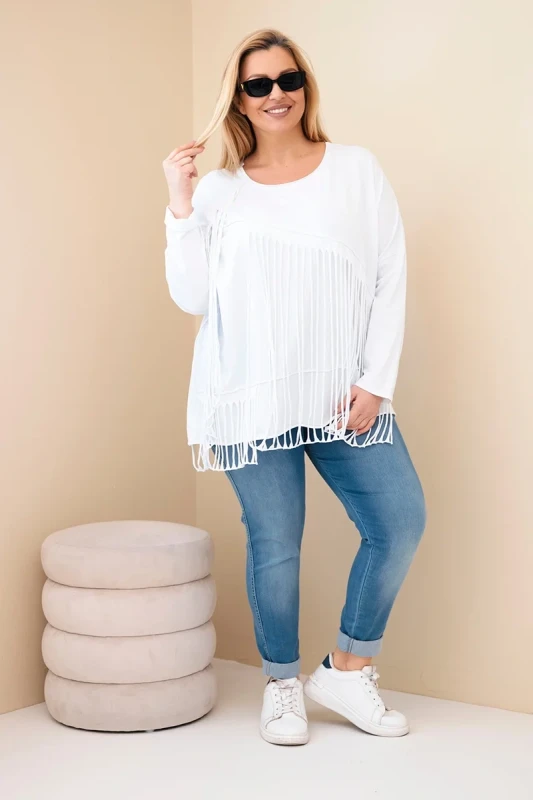 Bluzka Plus Size bawełniana  z frędzlami  ( r. 48-54 ) 