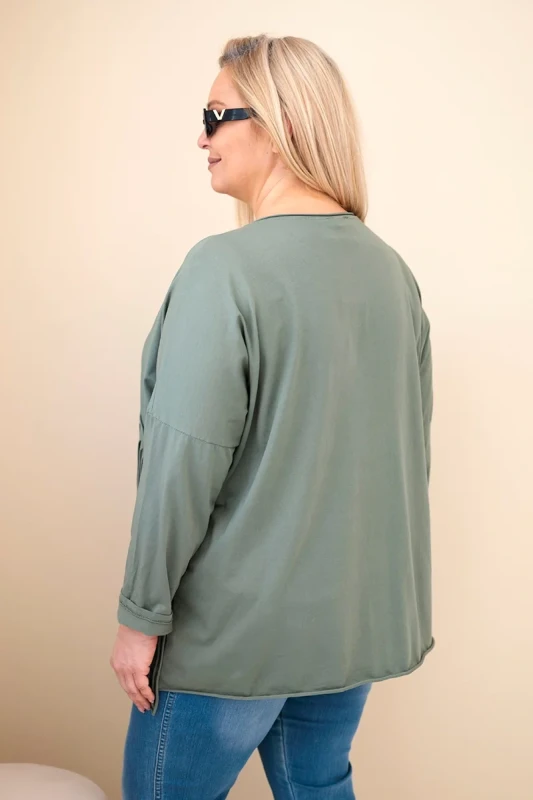 Bluzka Plus Size bawełniana  z frędzlami  ( r. 48-54 ) 