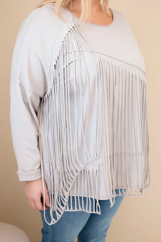 Bluzka Plus Size bawełniana  z frędzlami  ( r. 48-54 ) 