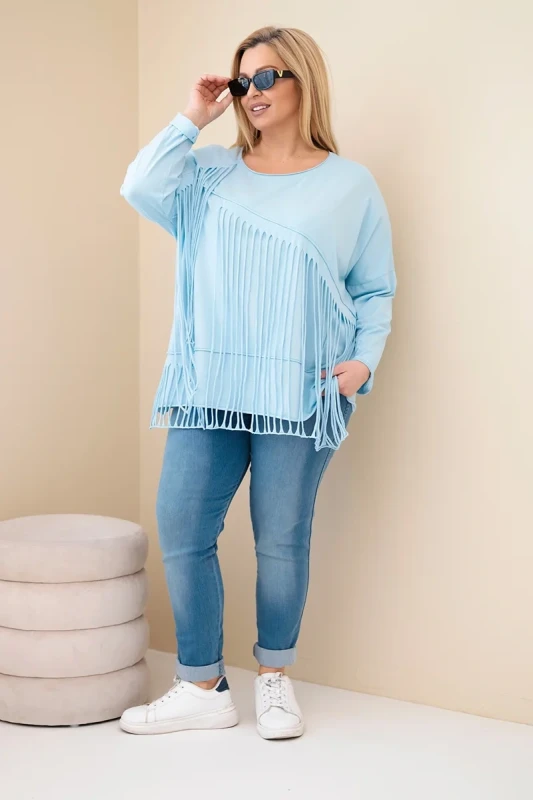 Bluzka Plus Size bawełniana  z frędzlami  ( r. 48-54 )