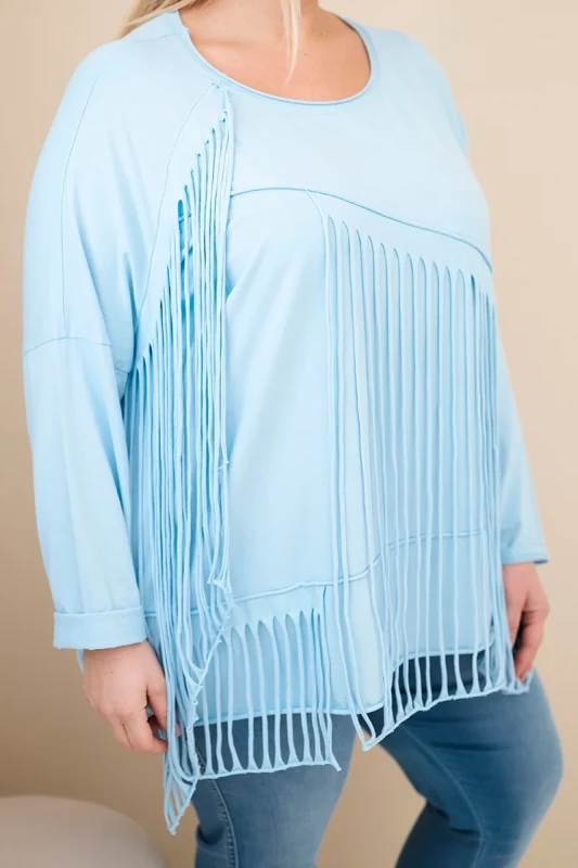 Bluzka Plus Size bawełniana  z frędzlami  ( r. 48-54 )