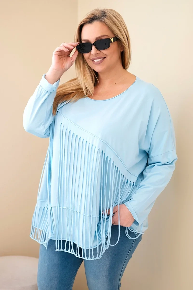 Bluzka Plus Size bawełniana  z frędzlami  ( r. 48-54 )