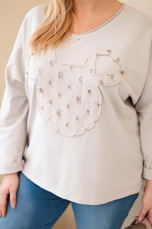 Bluzka Plus Size bawełniana  z dekoltem V i dzetami ( r. 48-54 )