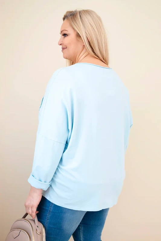 Bluzka Plus Size bawełniana  z dekoltem V i dzetami ( r. 48-54 ) 