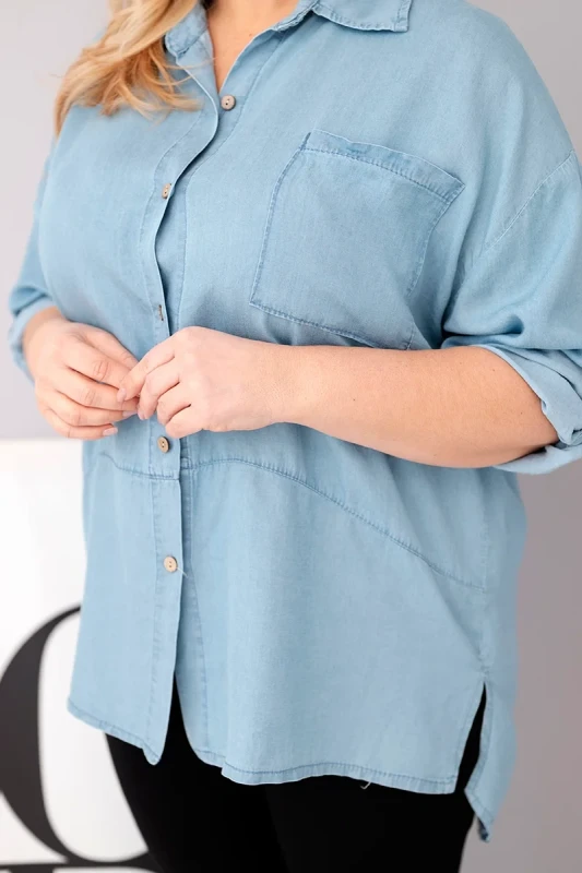 Koszula Plus Size jeansowa - jasna  ( r. 46-50)