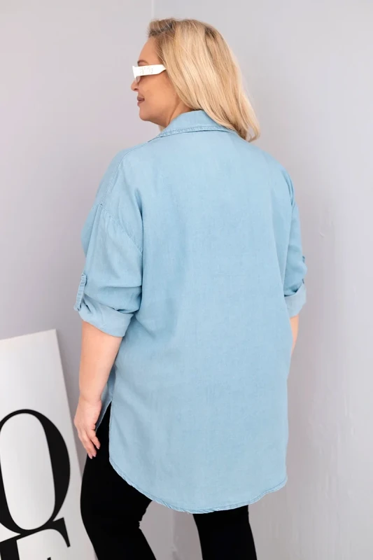 Koszula Plus Size jeansowa - jasna  ( r. 46-50)