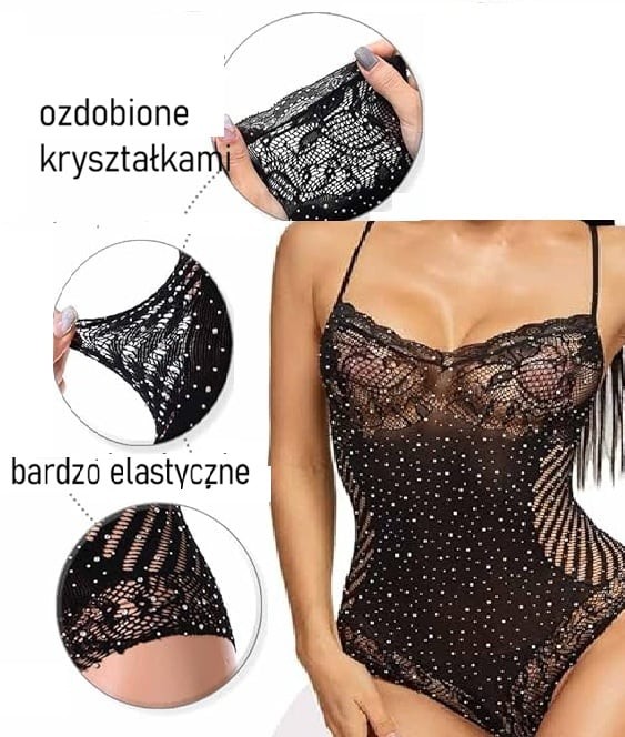 Body plus size z siateczki z CYRKONIAMI  (r.44-54)