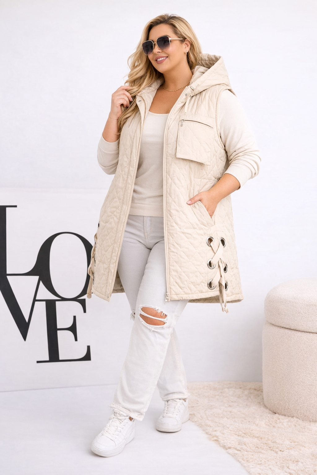 Kamizelka plus size z wiązaniem z boku ( r. 50-56)   