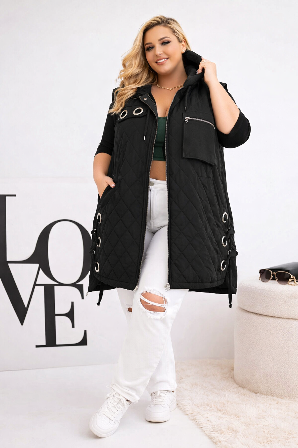 Kamizelka plus size z wiązaniem z boku ( r. 50-56) 