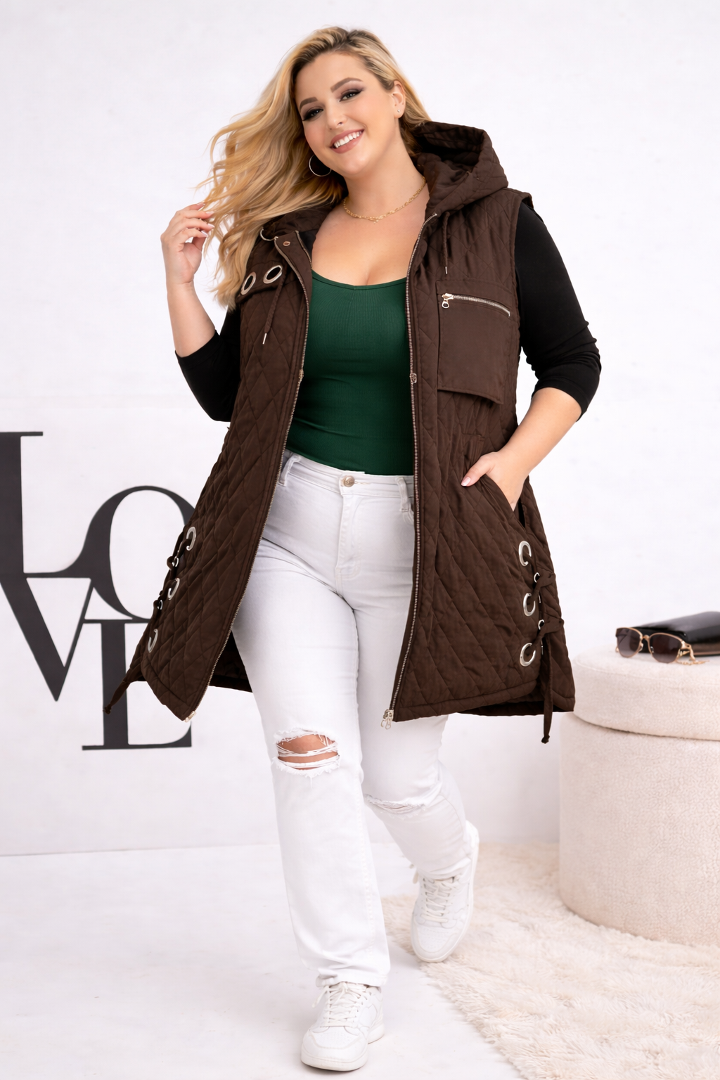 Kamizelka plus size z wiązaniem z boku ( r. 50-56) 