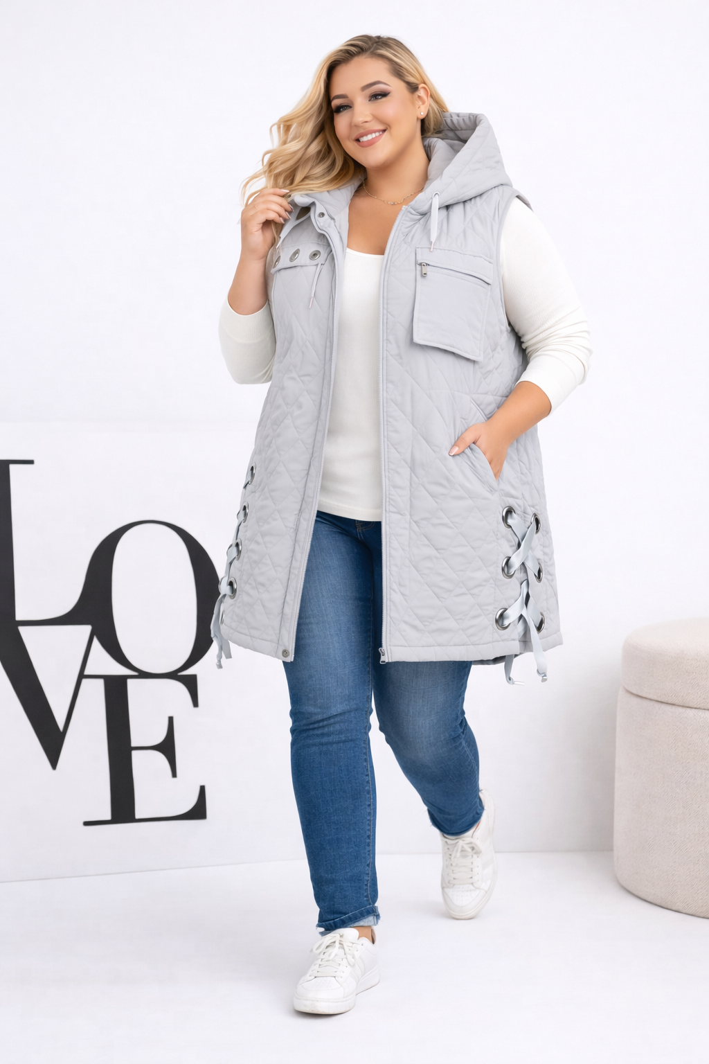 Kamizelka plus size z wiązaniem z boku ( r. 50-56)   