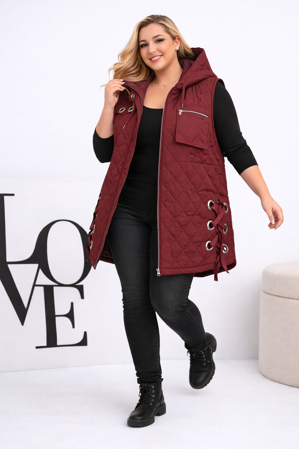 Kamizelka plus size z wiązaniem z boku ( r. 50-56)   