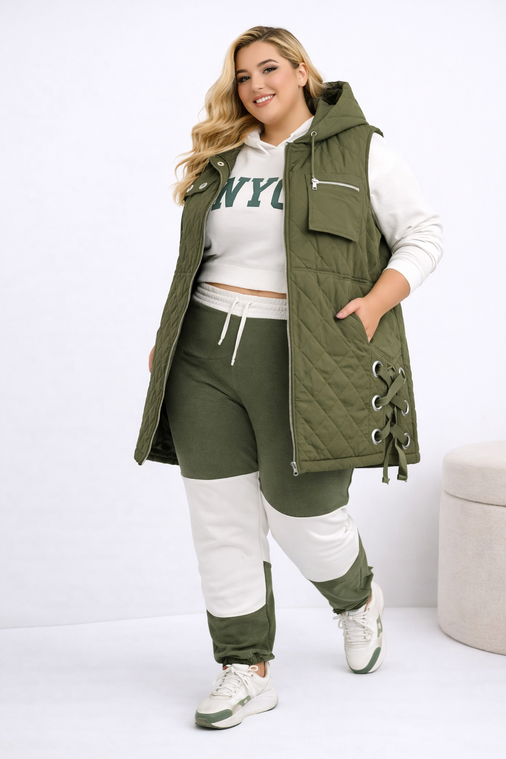 Kamizelka plus size z wiązaniem z boku ( r. 50-56)   