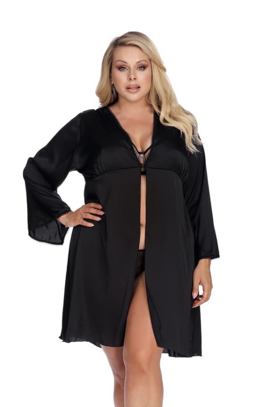 Laura Szlafrok Damski Peniuar plus size - SATYNA  ( r.44-56)  WYSYŁKA 24H 