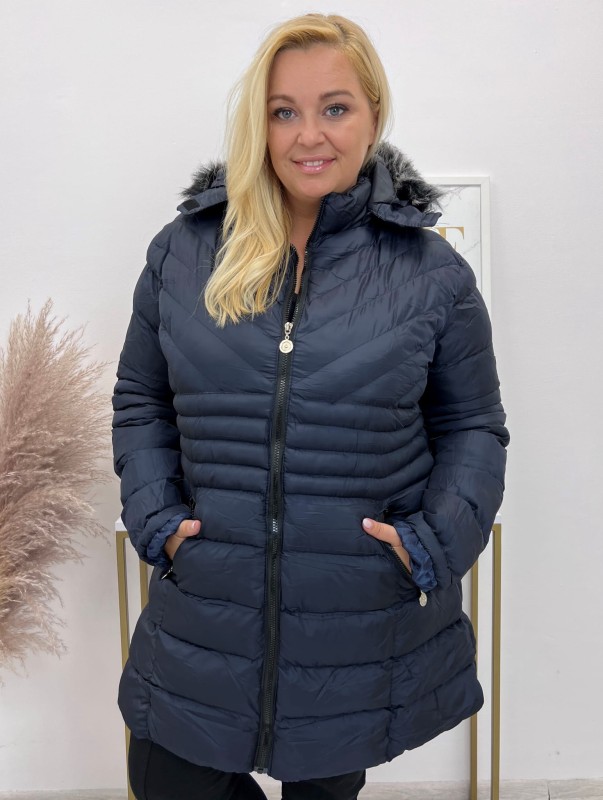 Kurtka zimowa plus size midi BLANCA  -(r. 48-56 )  WYSYŁKA 24H