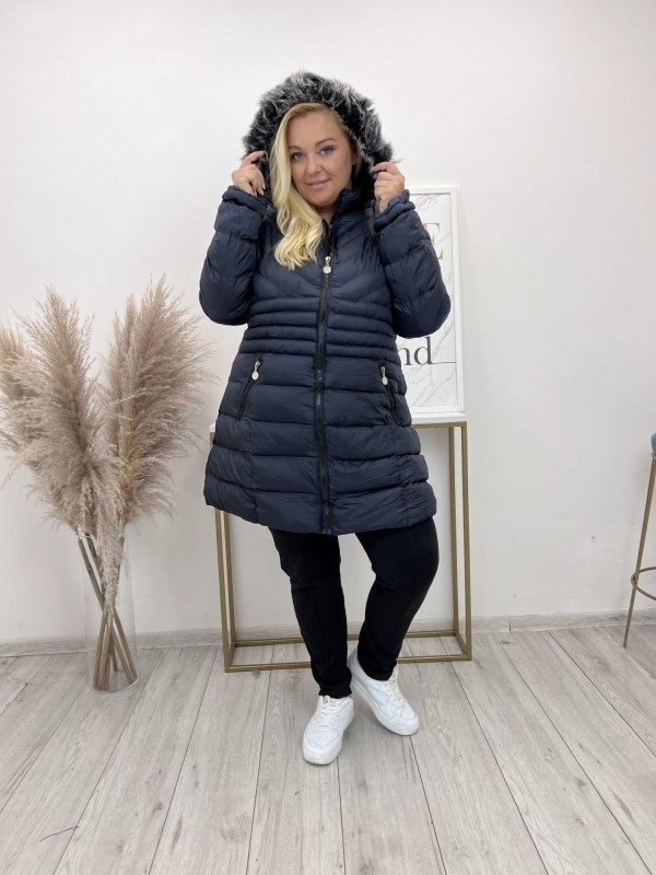 Kurtka zimowa plus size midi BLANCA  -(r. 48-56 )  WYSYŁKA 24H