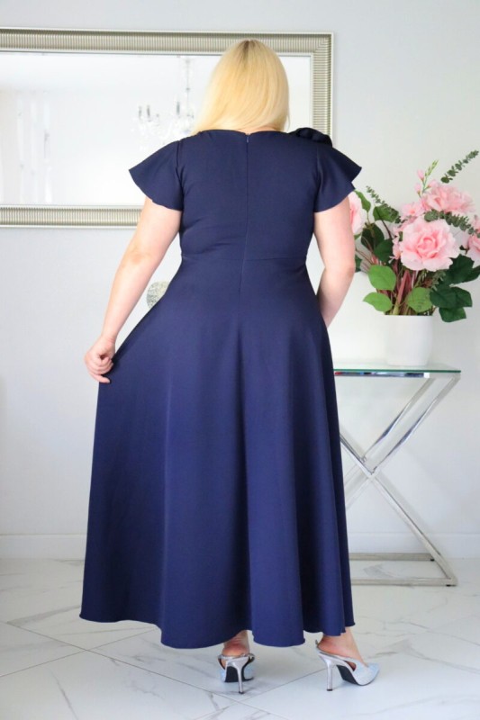 Sukienka z kwiecistą falbaną KOD S1019 (r. 48-60) 