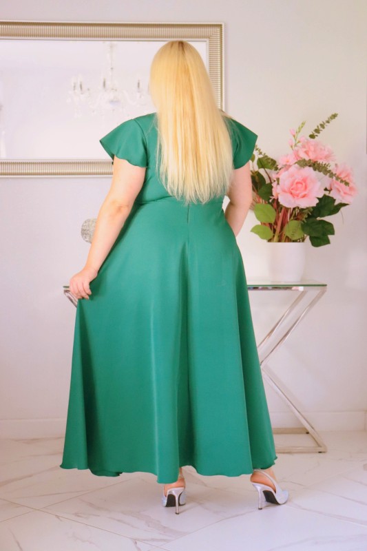 Sukienka z kwiecistą falbaną KOD S1019 (r. 48-60)  