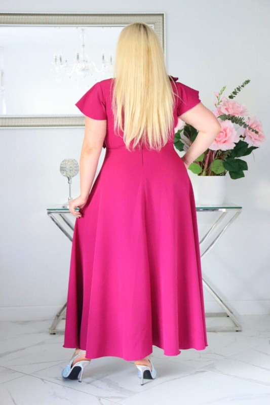 Sukienka z kwiecistą falbaną KOD S1019 (r. 48-60)   