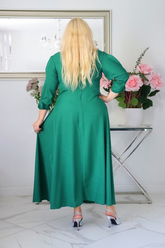 Sukienka maxi z różami na rękawach KOD S1012 (r. 48-56)  