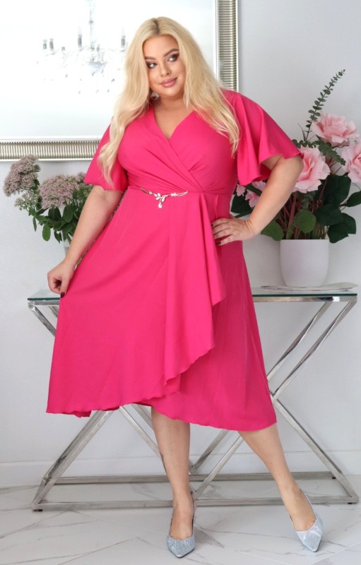 Sukienka z biżuteryjną klamrą  KOD S1013 (r. 48-54)   