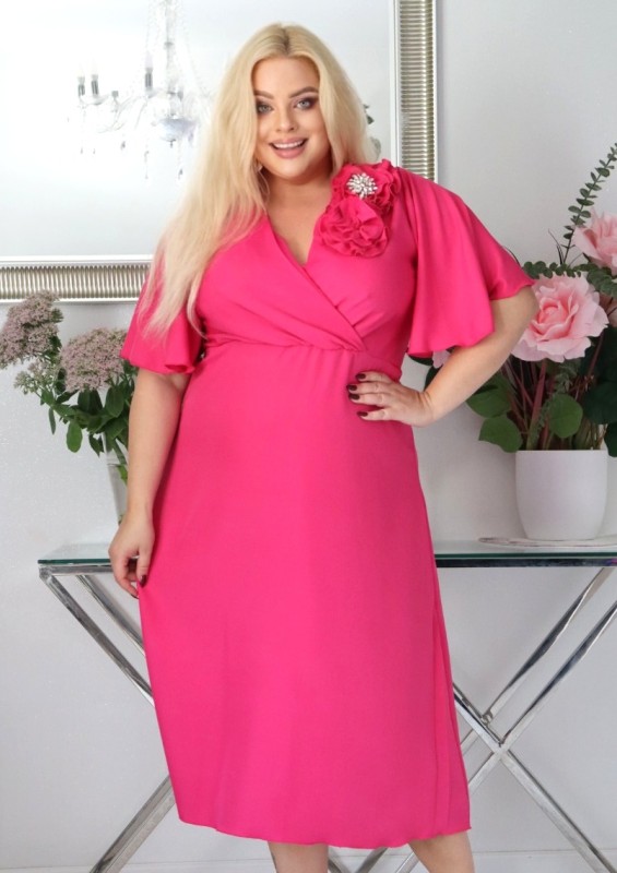 Sukienka plus size w zestawie z broszką KOD S1014 (r. 48-54)    