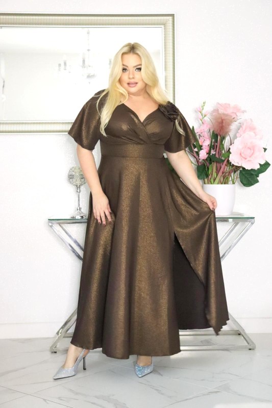 Sukienka maxi plus size z różą S1010 ( r. 48-56)